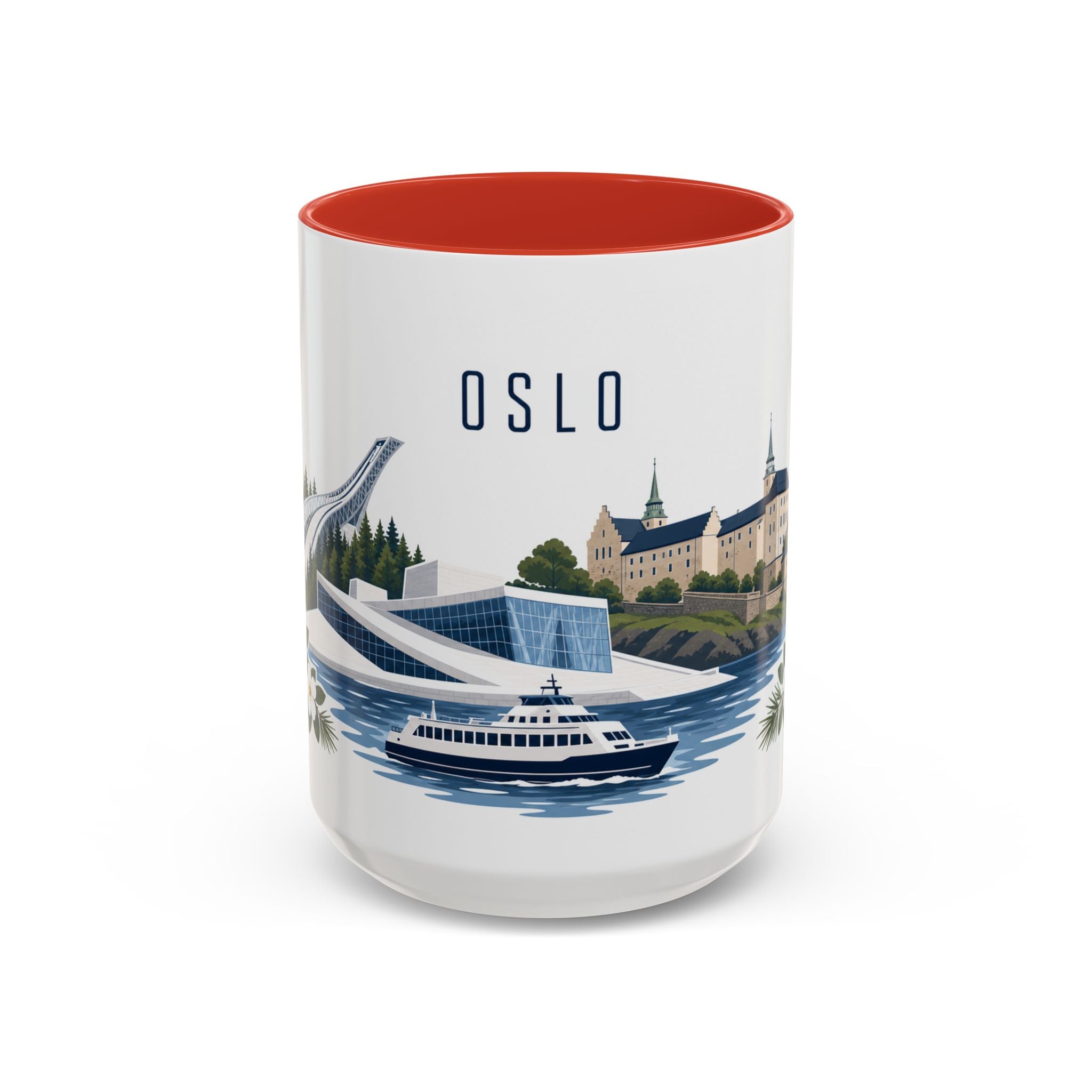 Oslo Coffee Mug | Norway Travel Souvenir | Porcelain Decal City Gift | 11oz 15oz Accent Mug