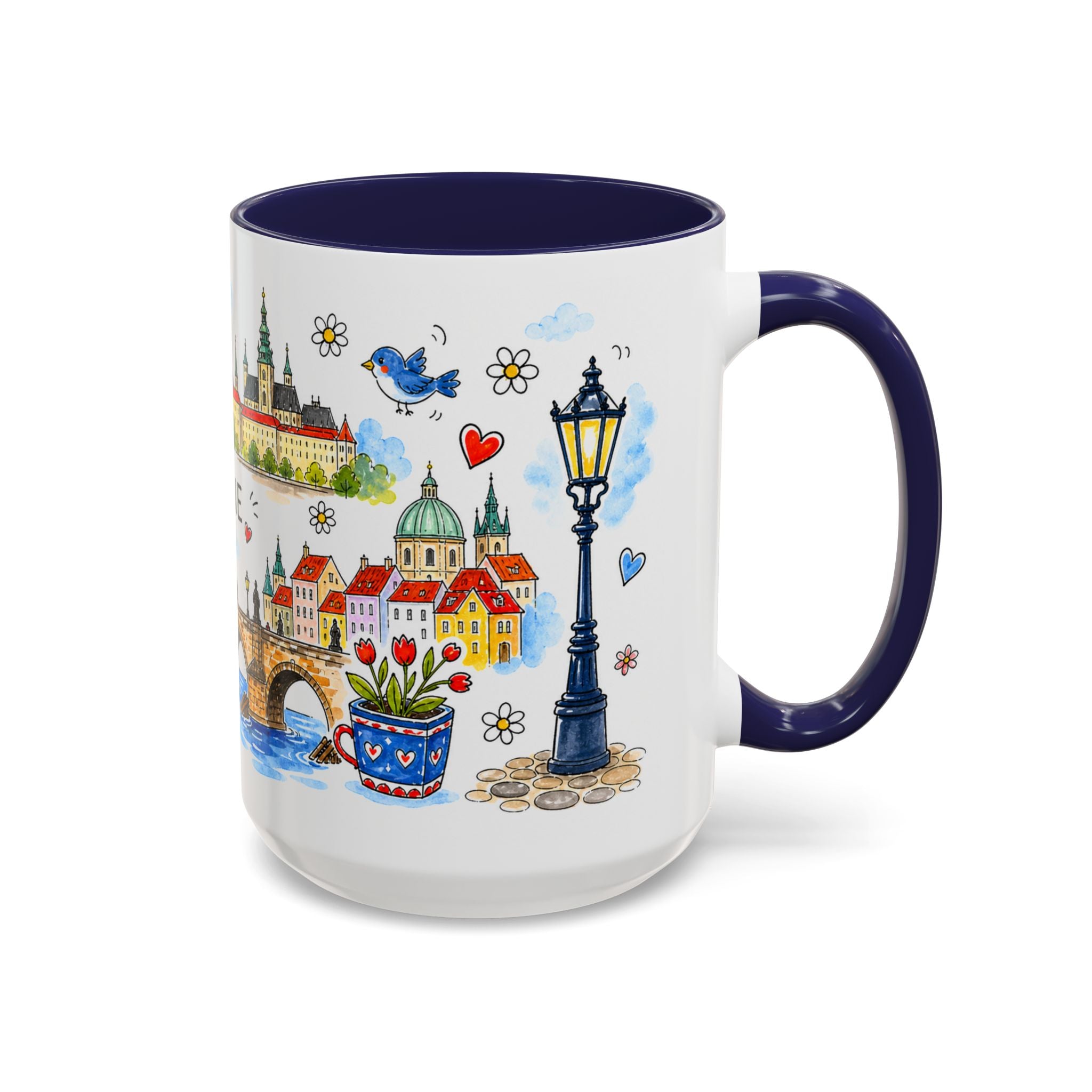 Prague Travel Mug | European City Souvenir Accent Coffee Mug | 11oz 15oz Ceramic Cup