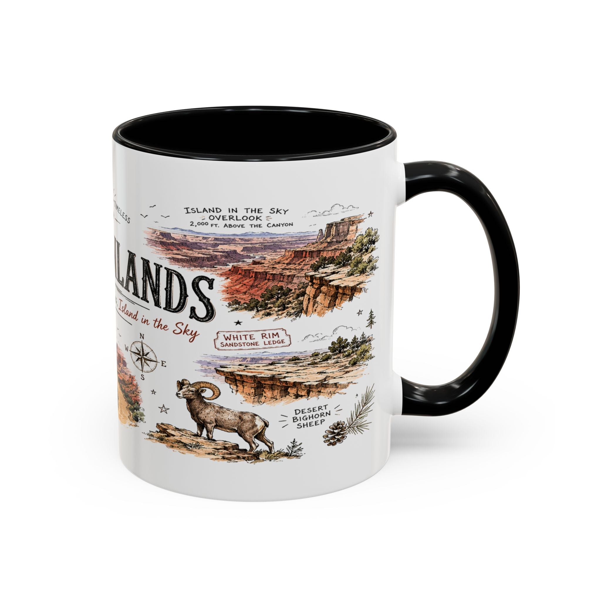 Canyonlands National Park Coffee Mug | Utah Red Rock Desert River Gift | Accent Color Ceramic 11oz 15oz