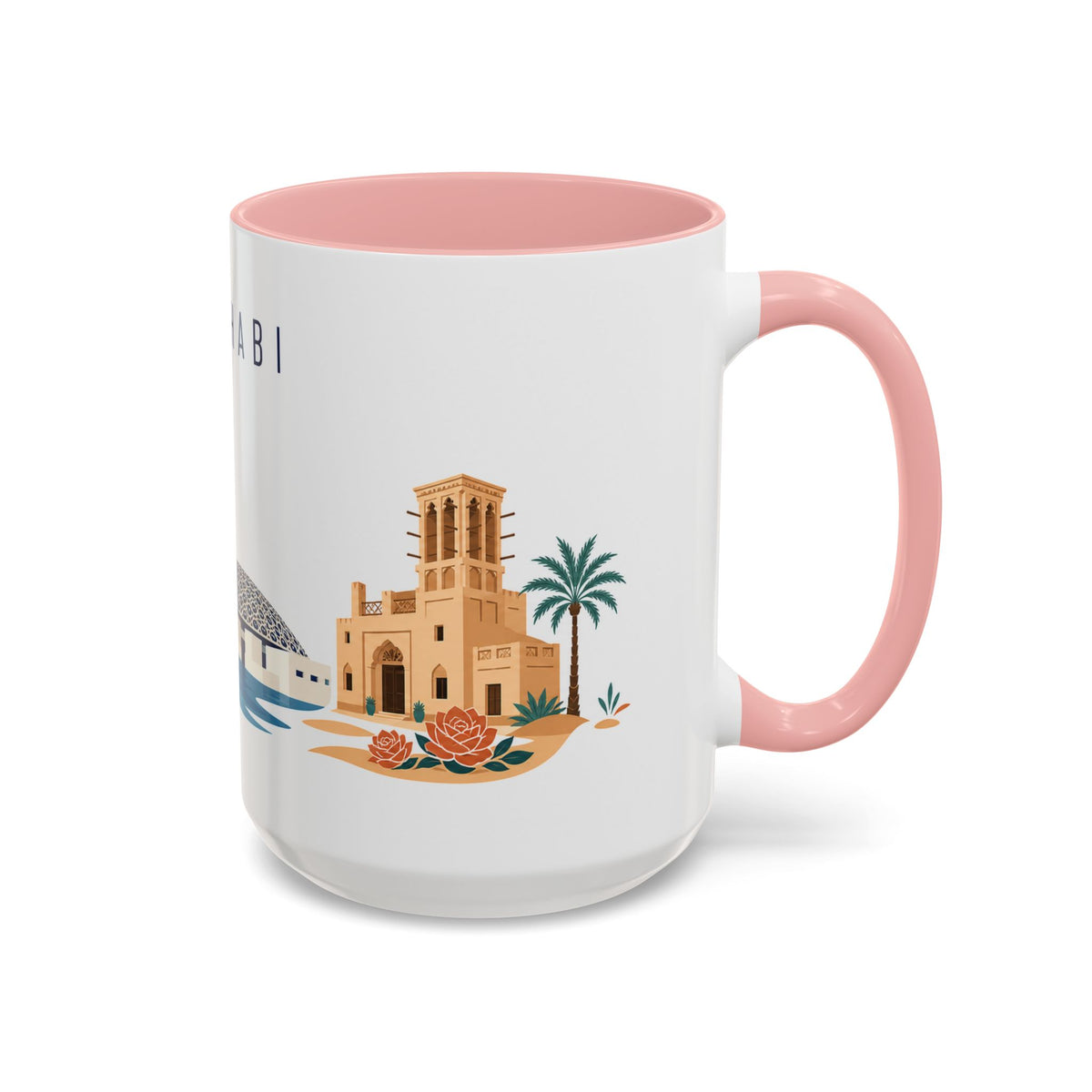 Abu Dhabi Coffee Mug | United Arab Emirates Travel Souvenir | Porcelain Decal City Gift | 11oz 15oz Accent Mug