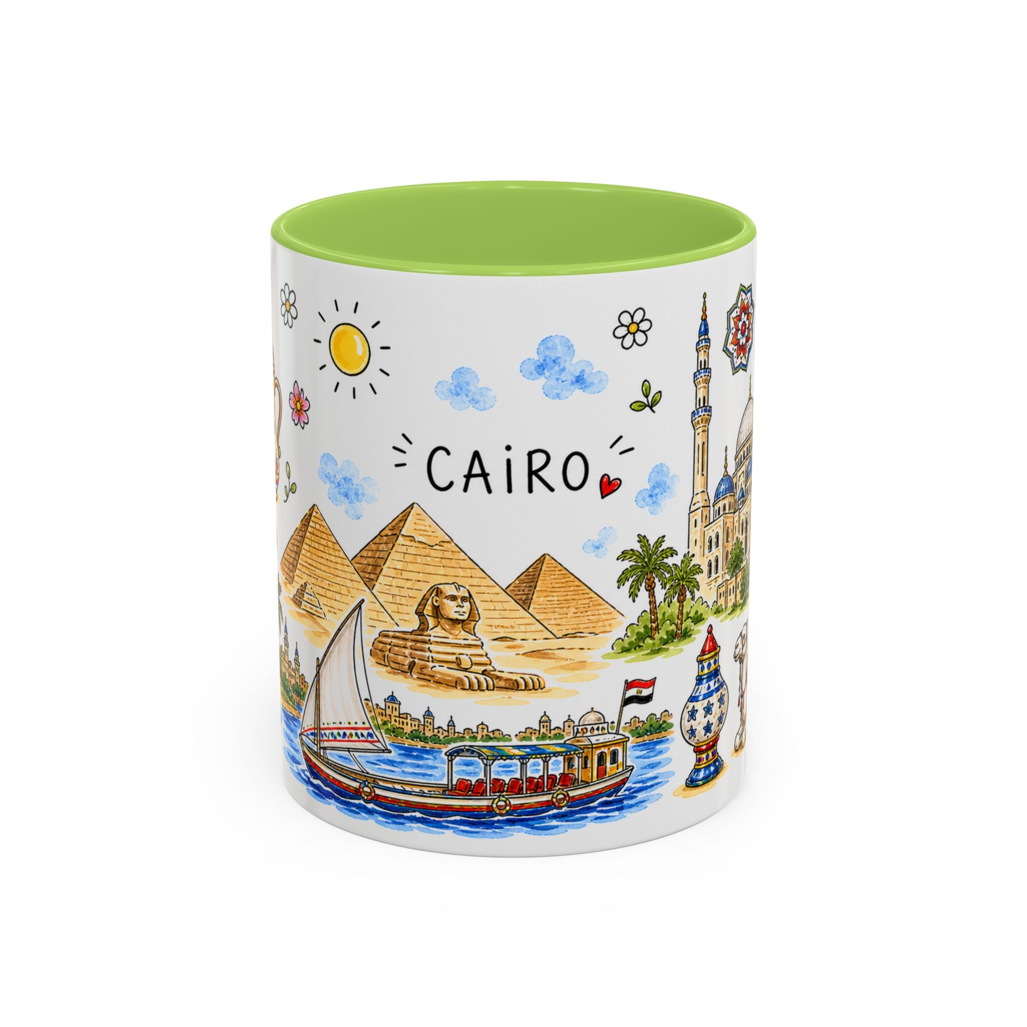 Cairo Illustrated Travel Mug | City Souvenir Accent Coffee Mug | 11oz 15oz Ceramic Cup