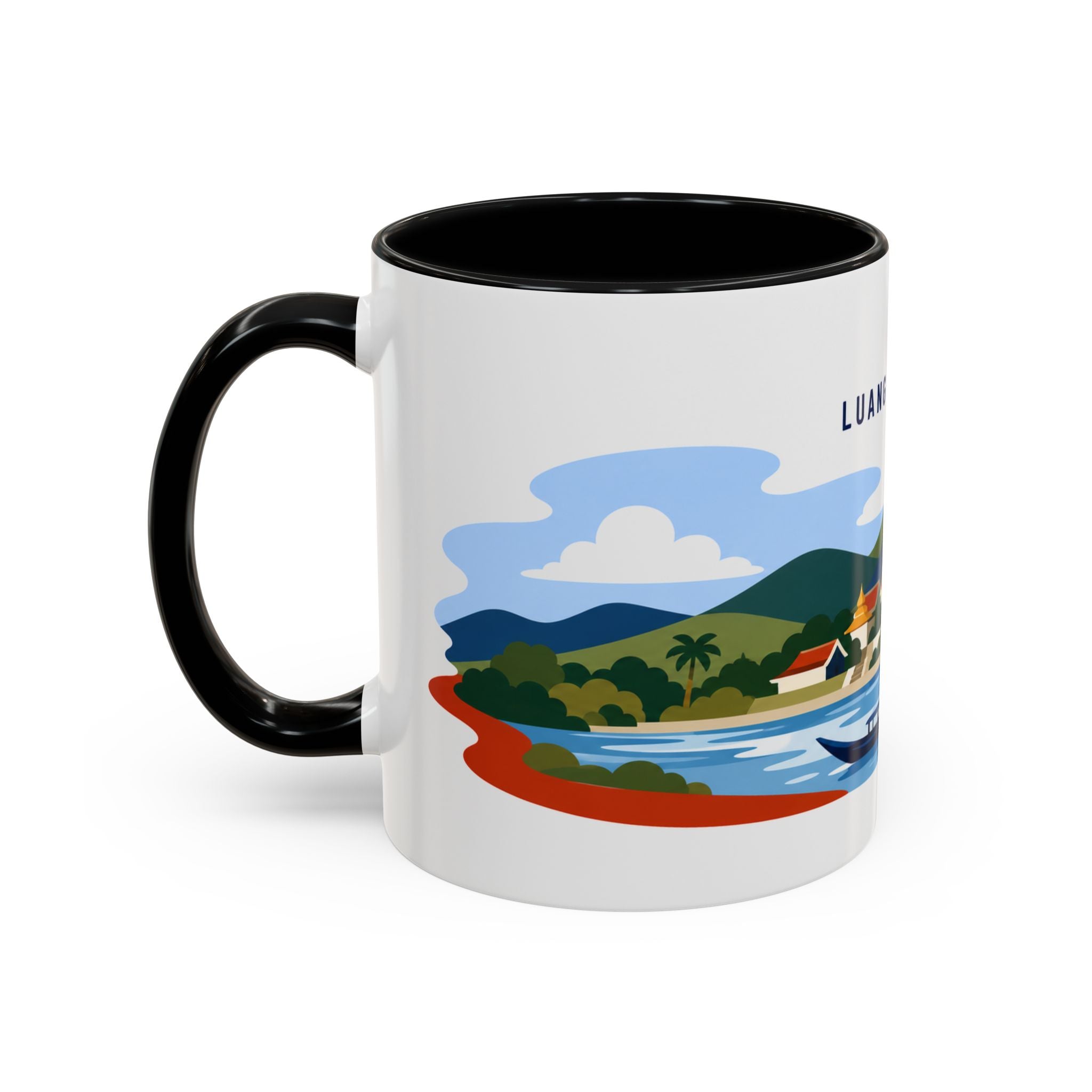 Luang Prabang Coffee Mug | Travel Destination Souvenir Gift | Accent Color Ceramic 11oz 15oz