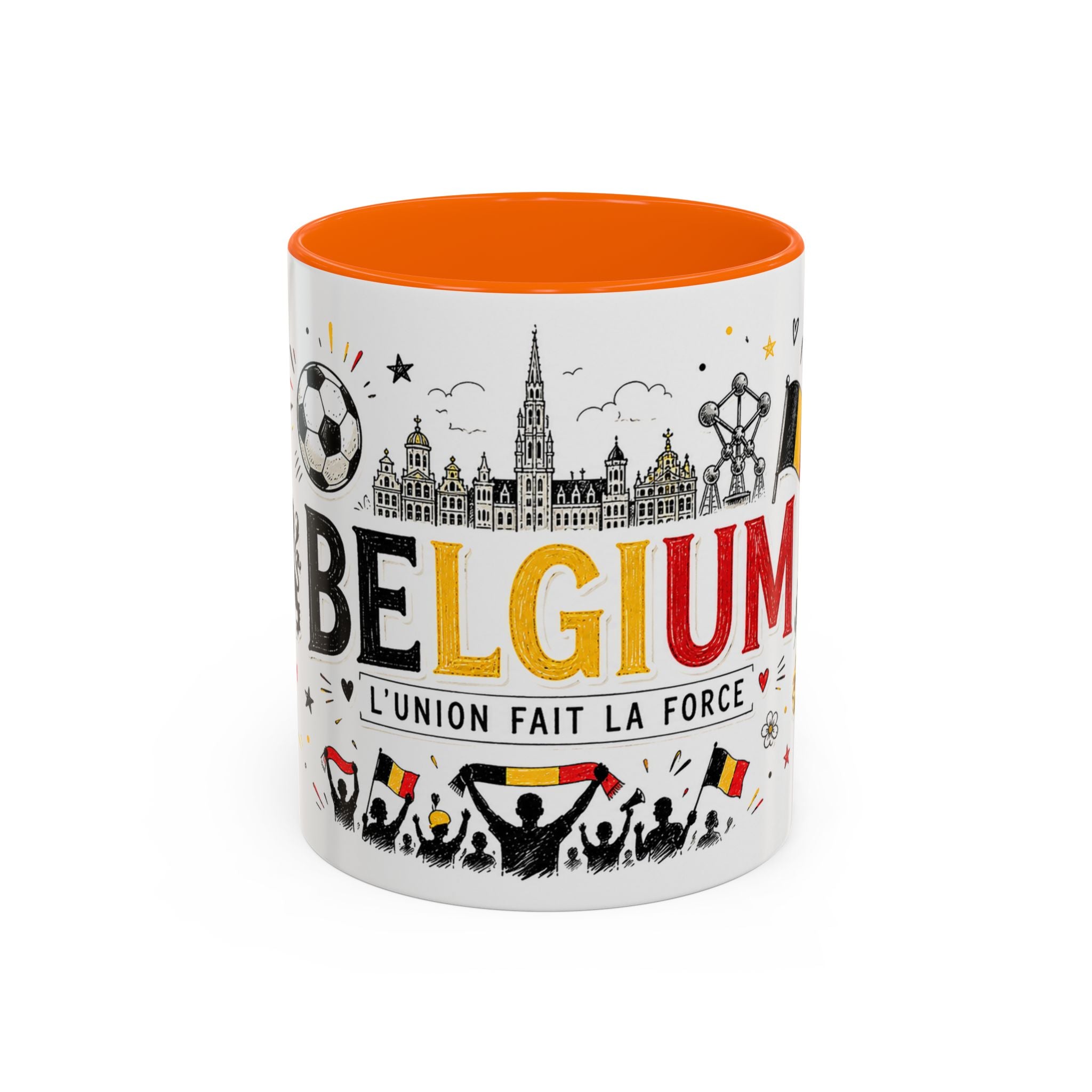 Belgium Soccer Coffee Mug | Soccer Fan Gift | Accent Color Ceramic 11oz 15oz Match Day Cup