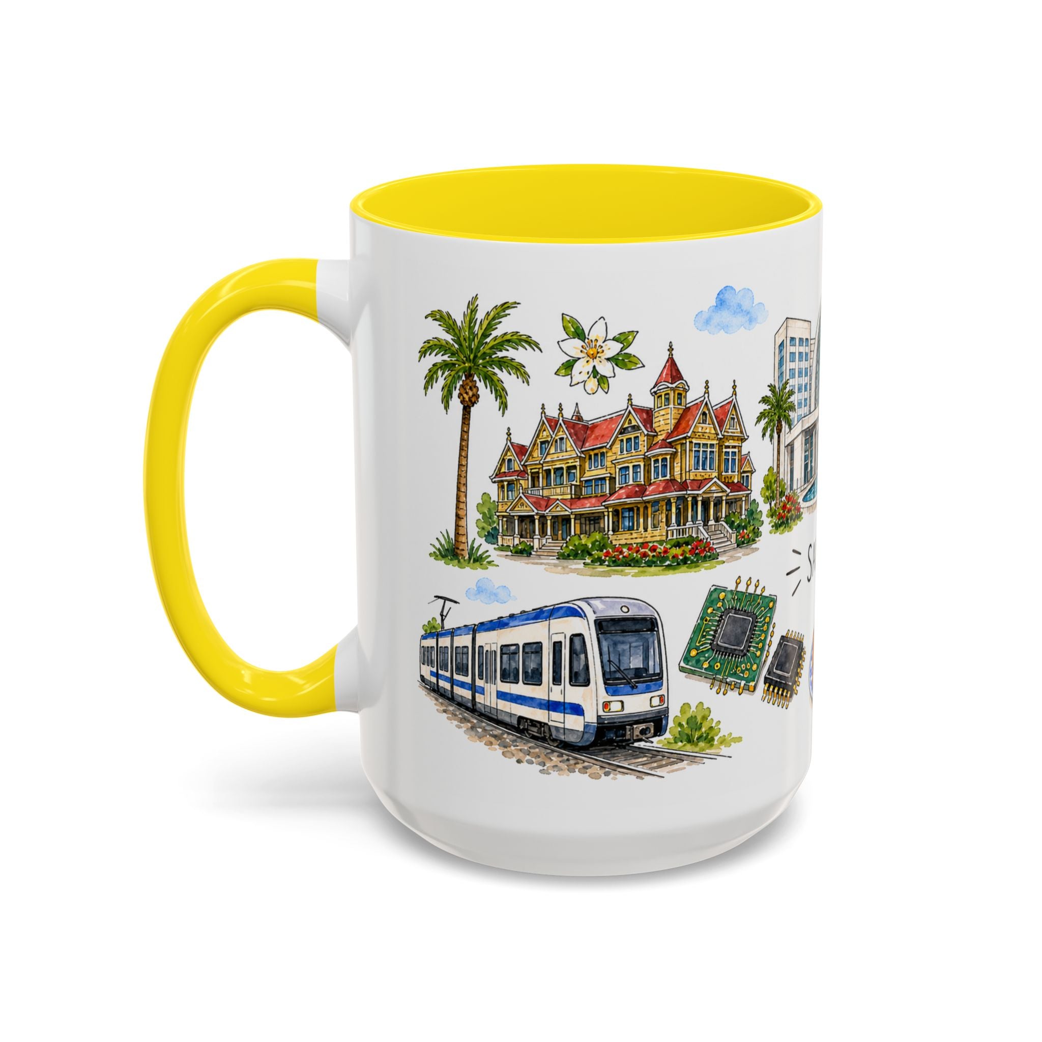 San Jose Illustrated Travel Mug | City Souvenir Accent Coffee Mug | 11oz 15oz Ceramic Cup