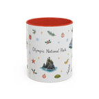 Olympic National Park Christmas Mug | Watercolor Travel Souvenir | Holiday Gift | Accent Ceramic Coffee Cup 11oz 15oz