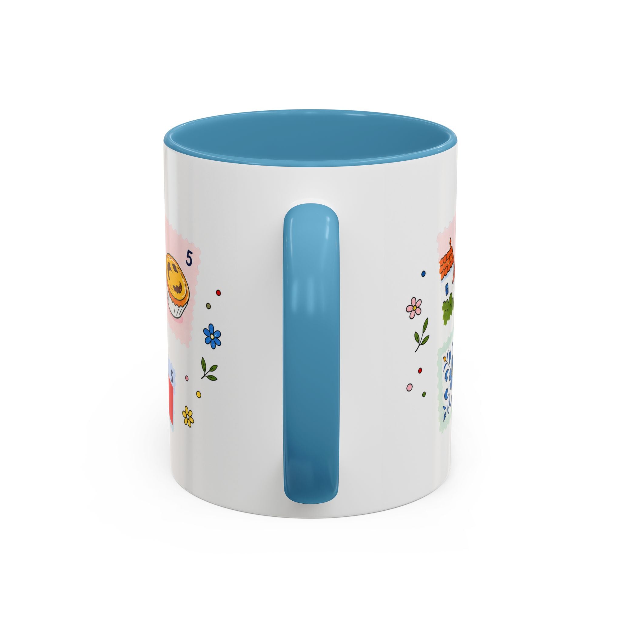 Lisbon Coffee Mug | Postage Stamp Collage Mug | Travel Souvenir Accent Cup 11oz 15oz