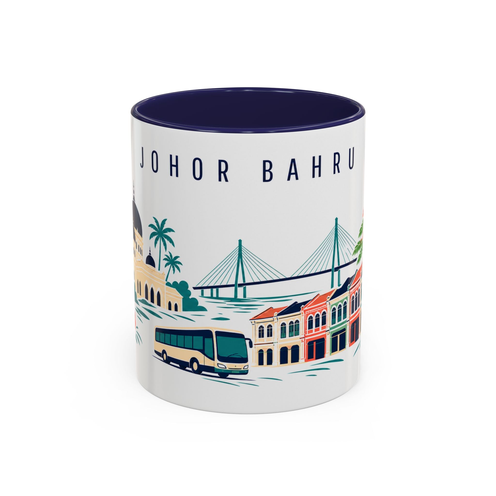 Johor Bahru Coffee Mug | Malaysia Travel Souvenir | Porcelain Decal City Gift | 11oz 15oz Accent Mug