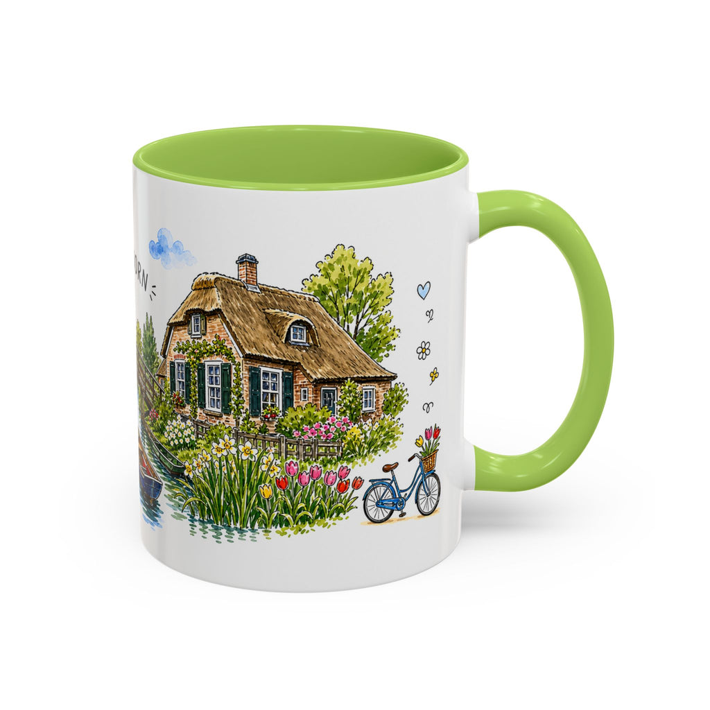 Giethoorn Illustrated Travel Mug | Netherlands Souvenir Accent Coffee Mug | 11oz 15oz Ceramic Cup