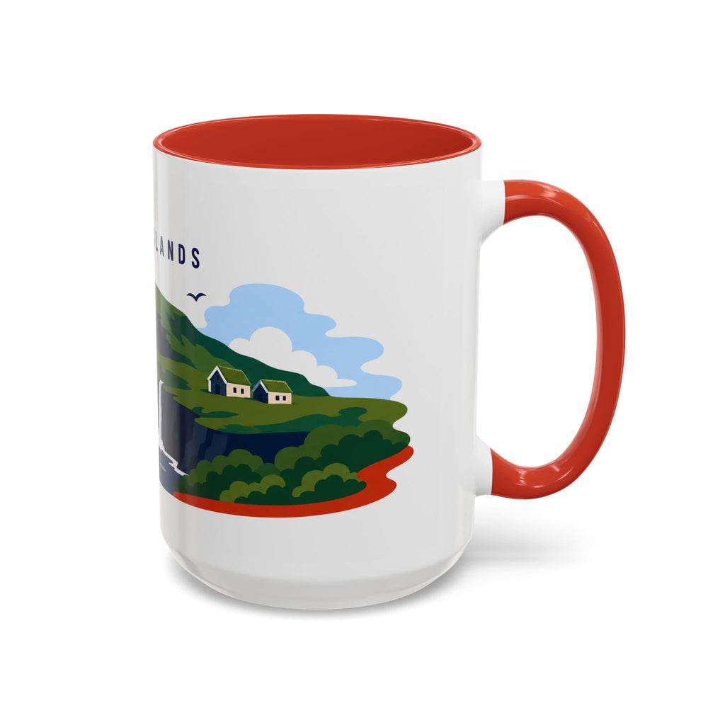 Faroe Islands Coffee Mug | Travel Destination Souvenir Gift | Accent Color Ceramic 11oz 15oz