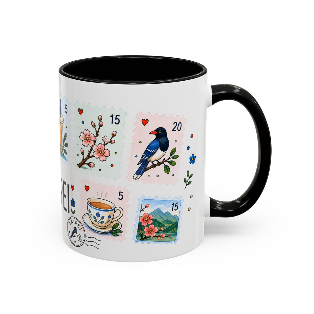 Taipei Coffee Mug | Postage Stamp Collage Mug | Travel Souvenir Accent Cup 11oz 15oz
