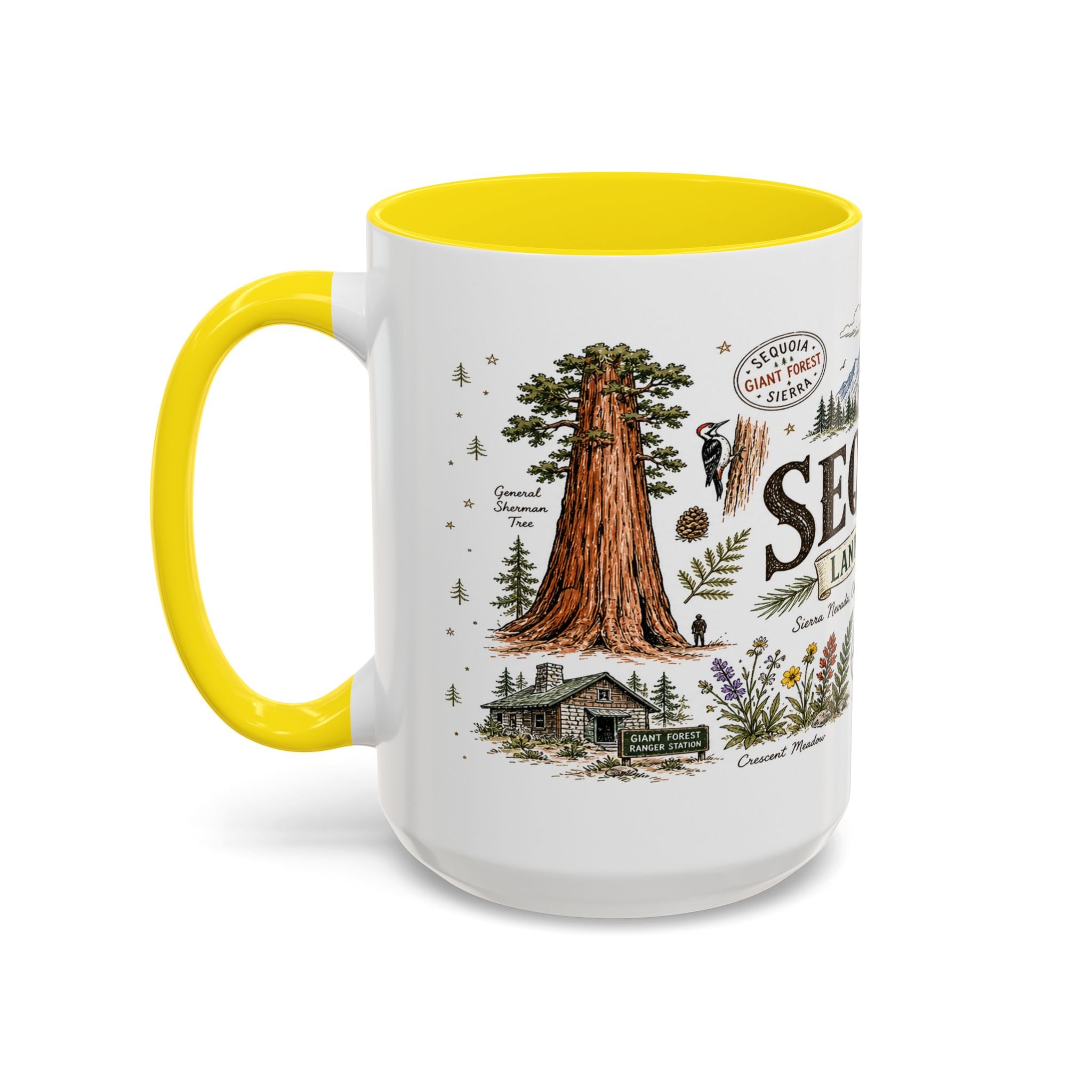Sequoia Coffee Mug | National Park Hiking California Gift | Accent Color Ceramic 11oz 15oz