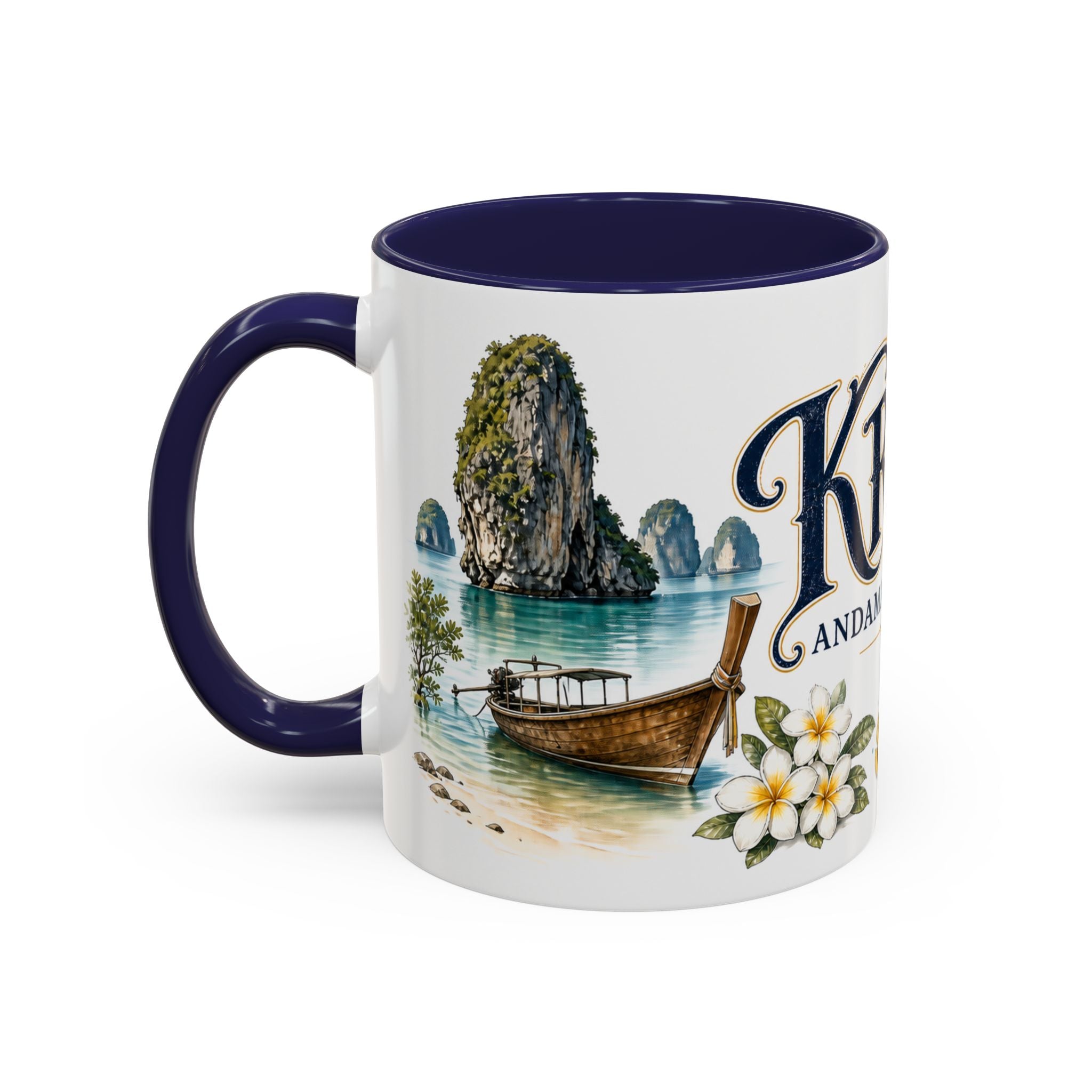 Krabi Coffee Mug | Thailand Travel Souvenir | Vintage Illustrated City Gift | 11 oz 15 oz Accent Mug