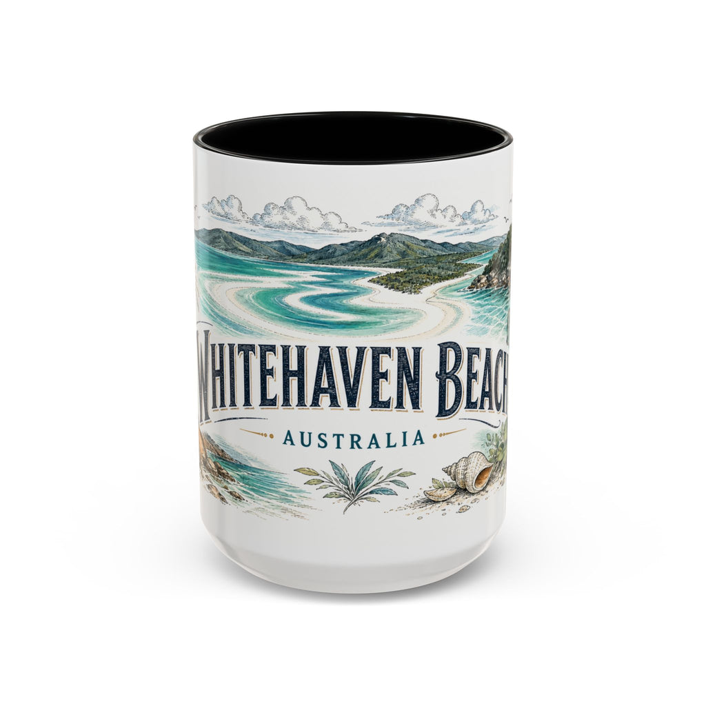 Whitehaven Beach Mug, Australia Travel Souvenir, Bucket List Gift, Accent Ceramic Coffee Mug 11oz 15oz