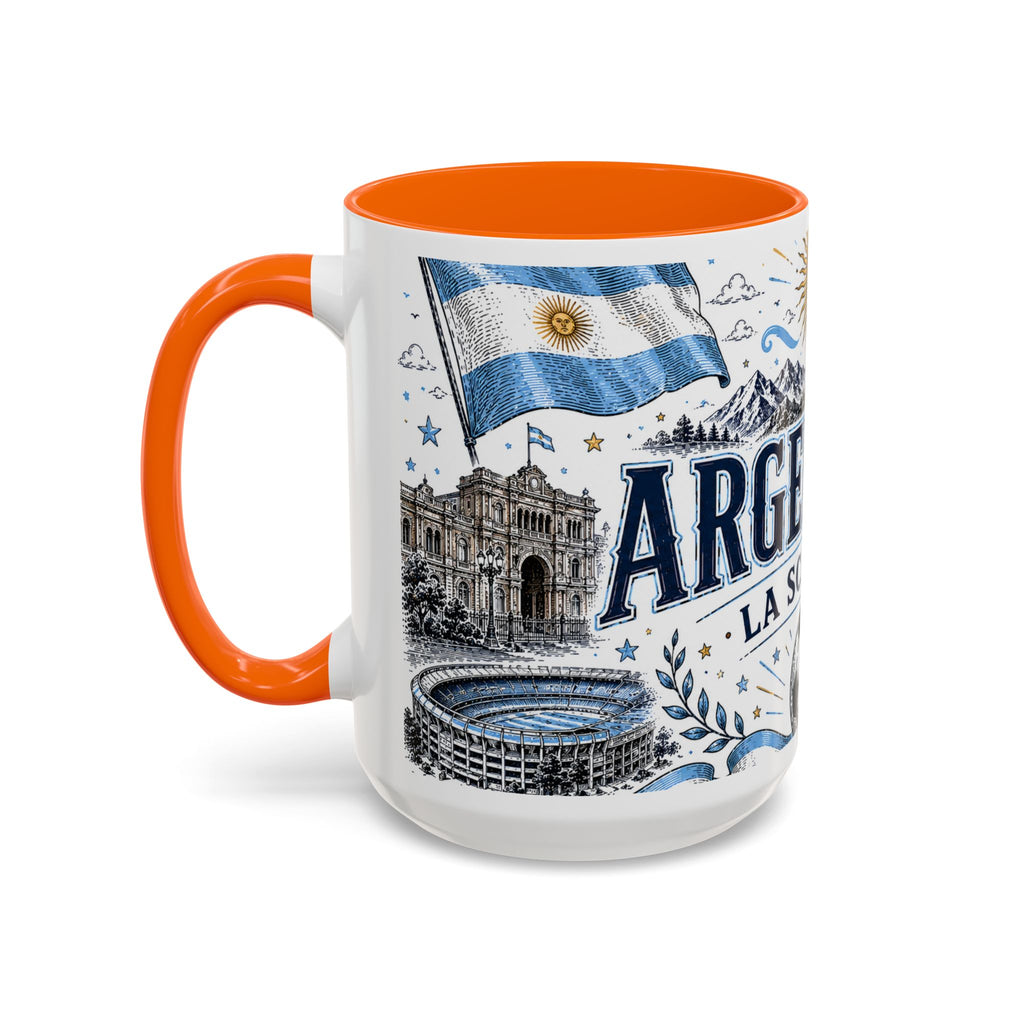 Argentina Soccer Coffee Mug | Soccer Fan Gift | Accent Color Ceramic 11oz 15oz Match Day Cup