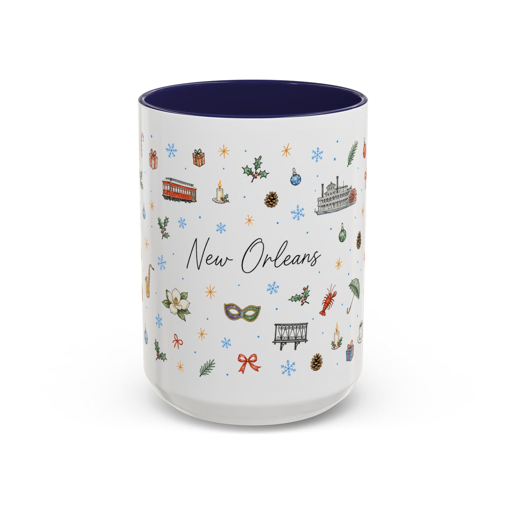 New Orleans Christmas Mug | Watercolor City Souvenir, Travel Gift (11oz/15oz)