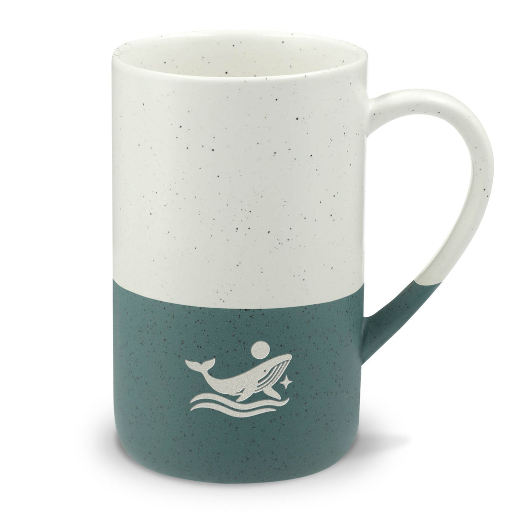 Ocean Whale Engraved Speckled Ceramic Mug, 13oz, Minimalist Coffee Cup, Gift for Nature Lovers