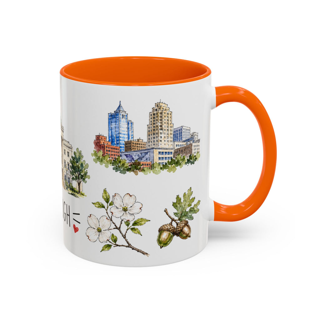 Raleigh Illustrated Travel Mug | City Souvenir Accent Coffee Mug | 11oz 15oz Ceramic Cup