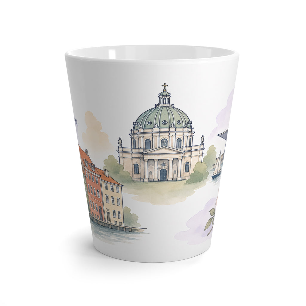 Copenhagen Latte Mug | Watercolor City Travel Mug | 12 oz Ceramic Souvenir Gift