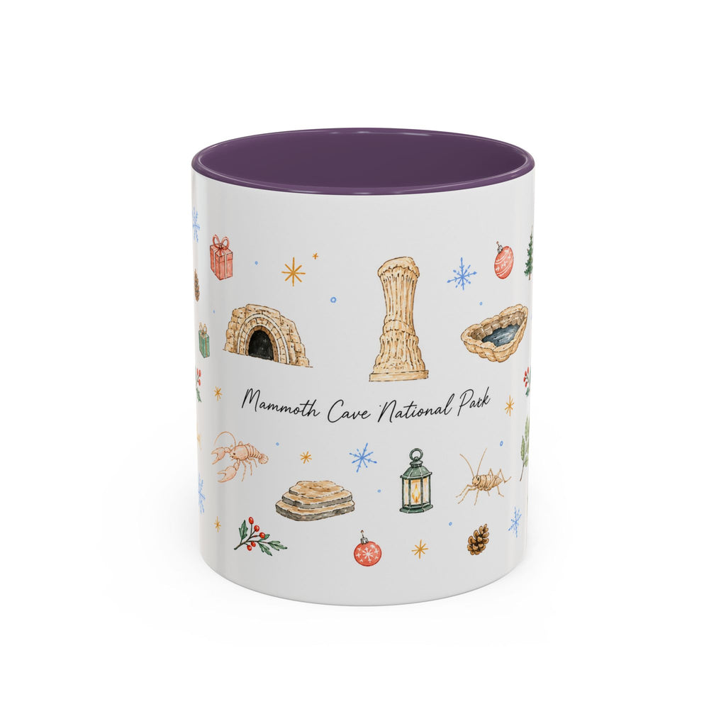 Mammoth Cave National Park Christmas Mug | Watercolor Travel Souvenir | Holiday Gift | Accent Ceramic Coffee Cup 11oz 15oz