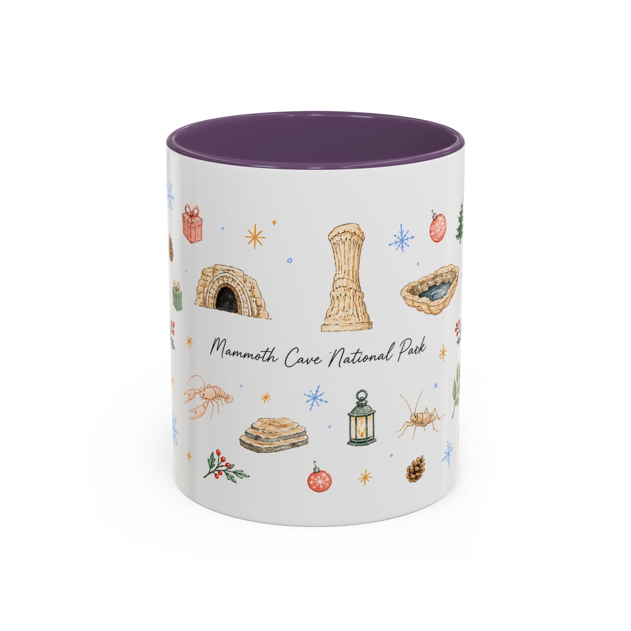 Mammoth Cave National Park Christmas Mug | Watercolor Travel Souvenir | Holiday Gift | Accent Ceramic Coffee Cup 11oz 15oz