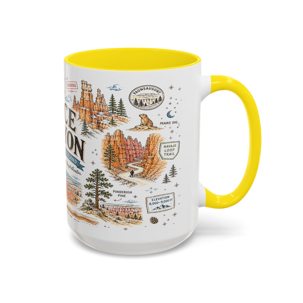 Bryce Canyon Coffee Mug | National Park Hiking Utah Gift | Accent Color Ceramic 11oz 15oz