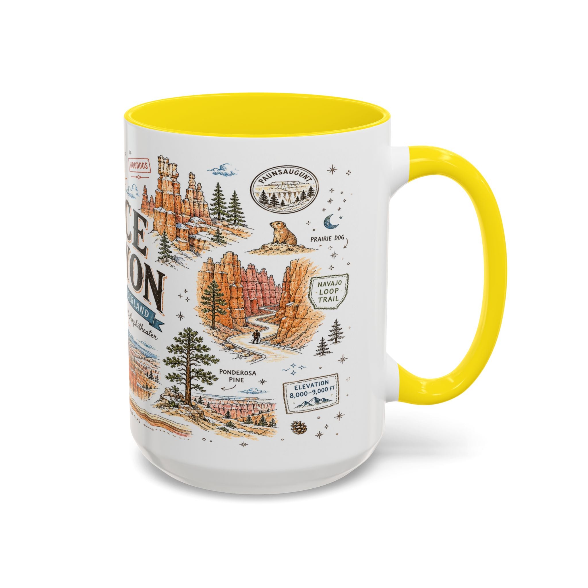 Bryce Canyon Coffee Mug | National Park Hiking Utah Gift | Accent Color Ceramic 11oz 15oz