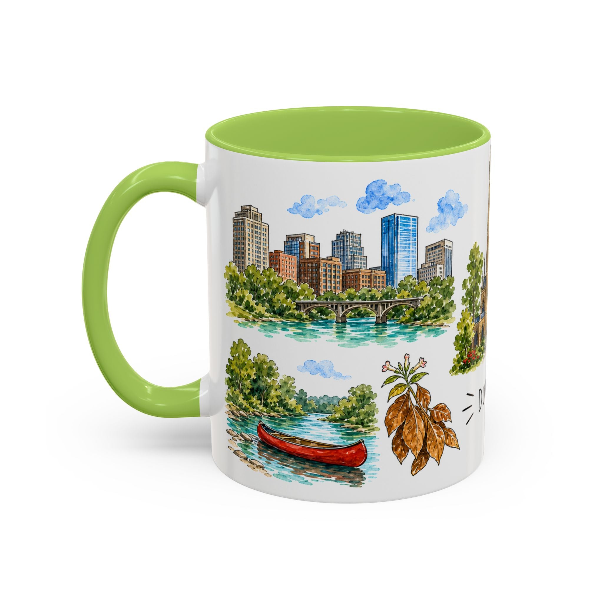 Durham Illustrated Travel Mug | City Souvenir Accent Coffee Mug | 11oz 15oz Ceramic Cup