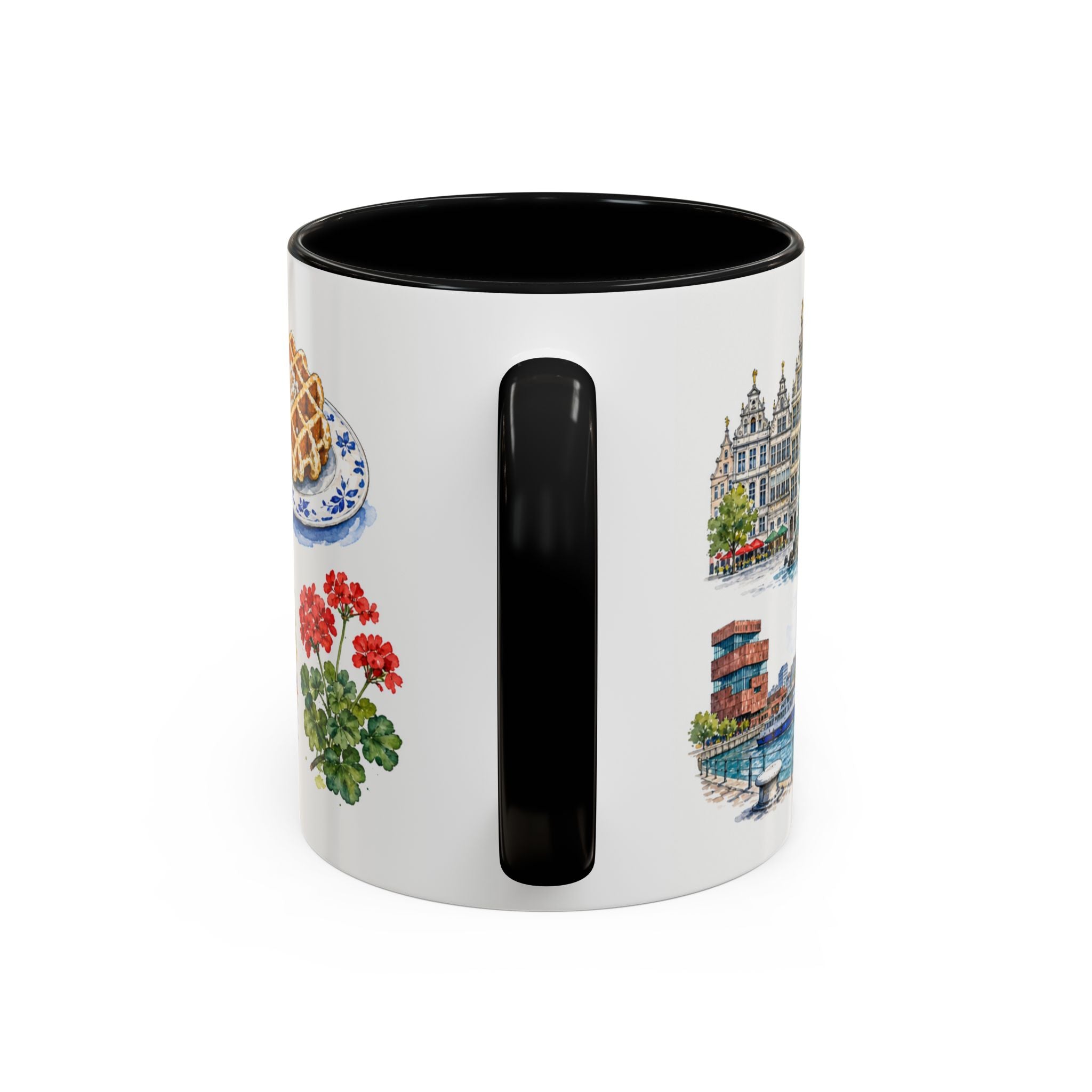 Antwerp Illustrated Travel Mug | City Souvenir Accent Coffee Mug | 11oz 15oz Ceramic Cup
