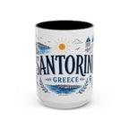 Santorini Coffee Mug | Travel Destination Souvenir Gift | Accent Color Ceramic 11oz 15oz