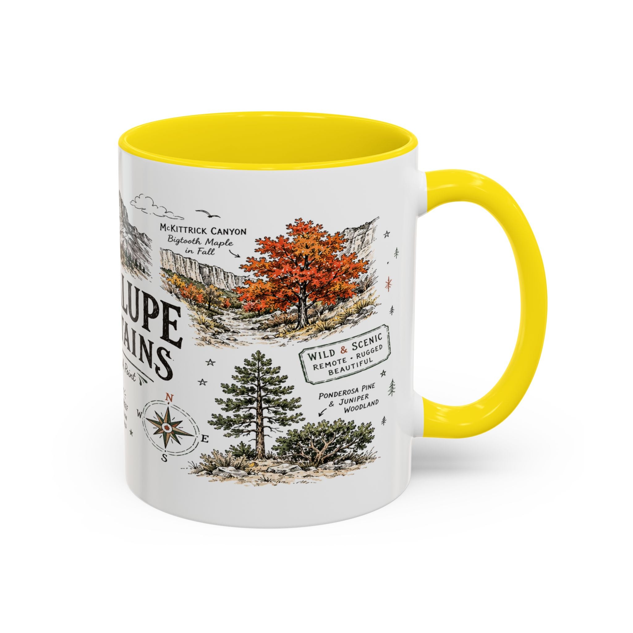 Guadalupe Mountains National Park Coffee Mug | Texas Desert Peaks Hiking Gift | Accent Color Ceramic 11oz 15oz