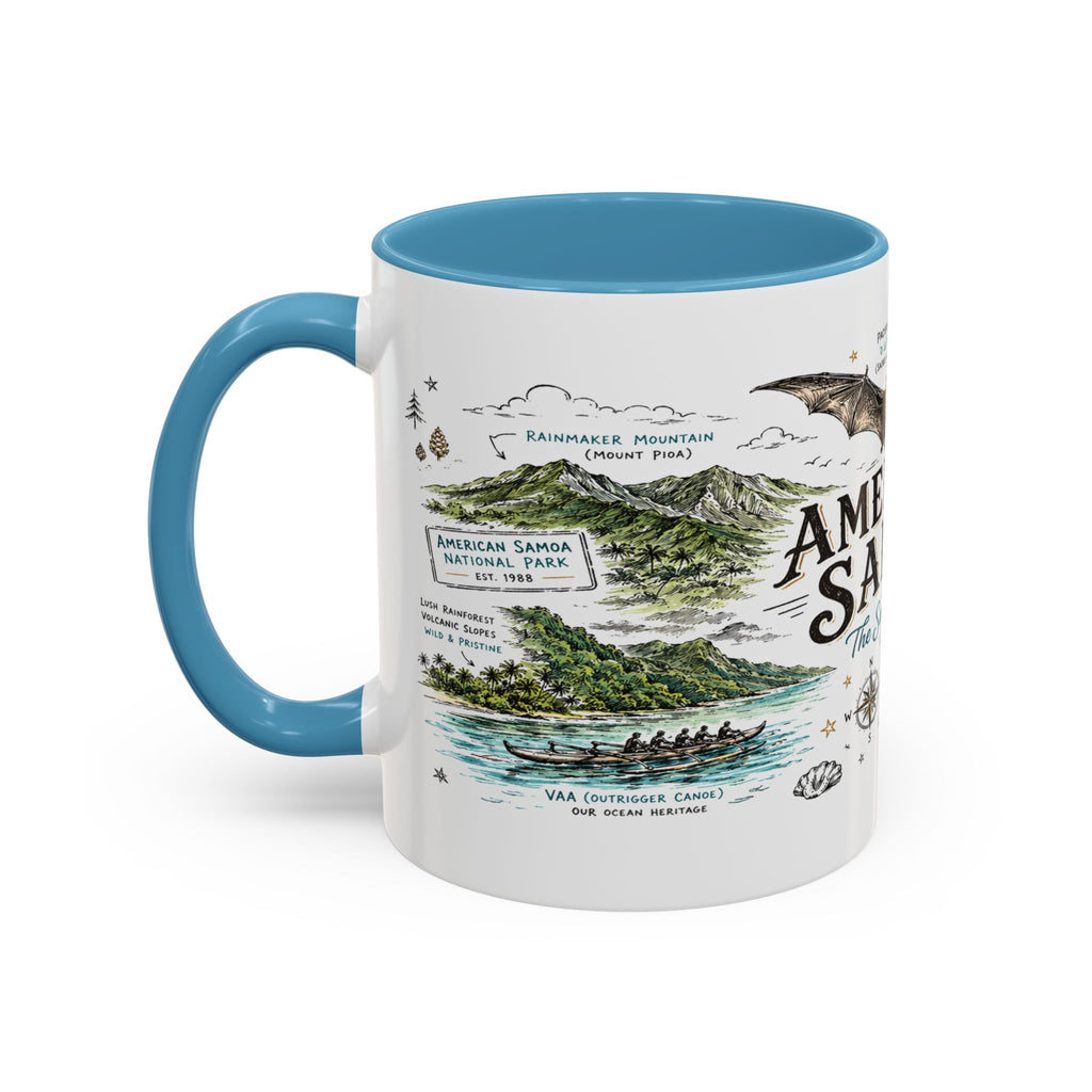American Samoa National Park Coffee Mug | Pacific Island Rainforest Reef Gift | Accent Color Ceramic 11oz 15oz