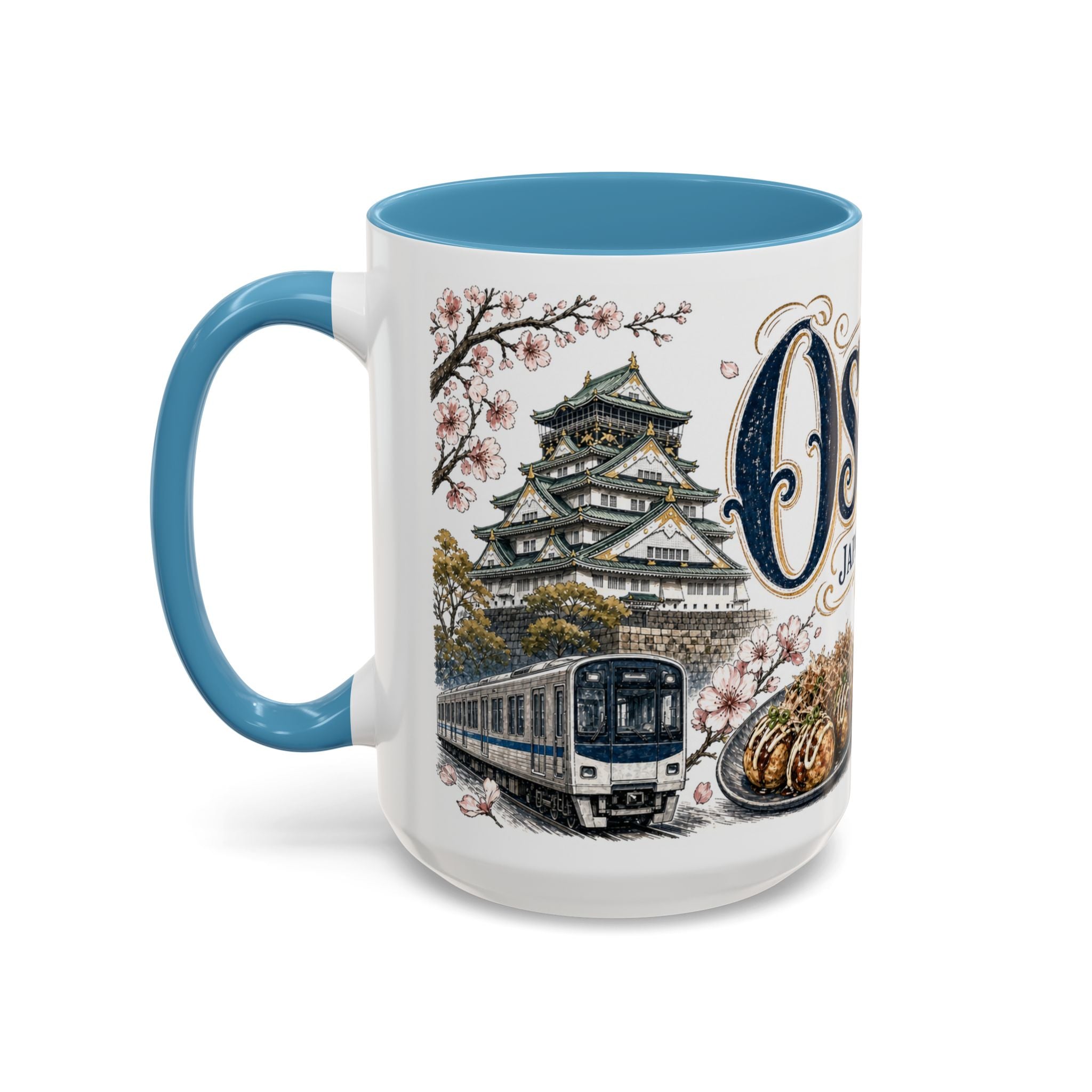 Osaka Coffee Mug | Japan Travel Souvenir | Vintage Illustrated City Gift | 11 oz 15 oz Accent Mug