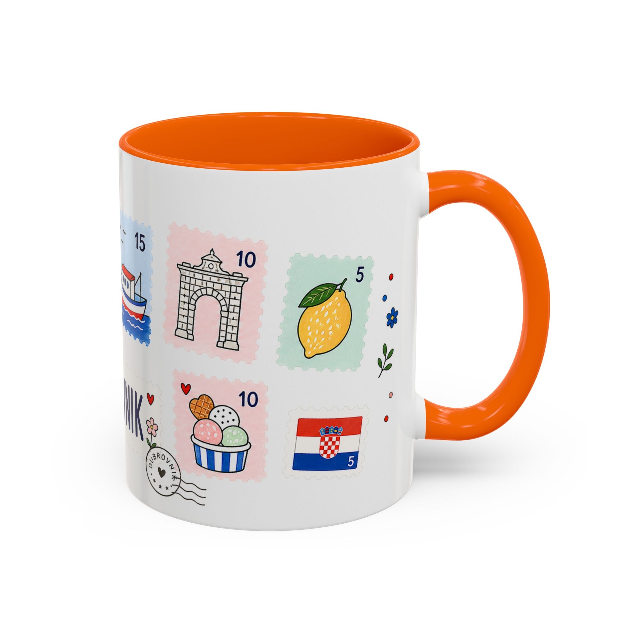 Dubrovnik Coffee Mug | Postage Stamp Collage Mug | Travel Souvenir Accent Cup 11oz 15oz