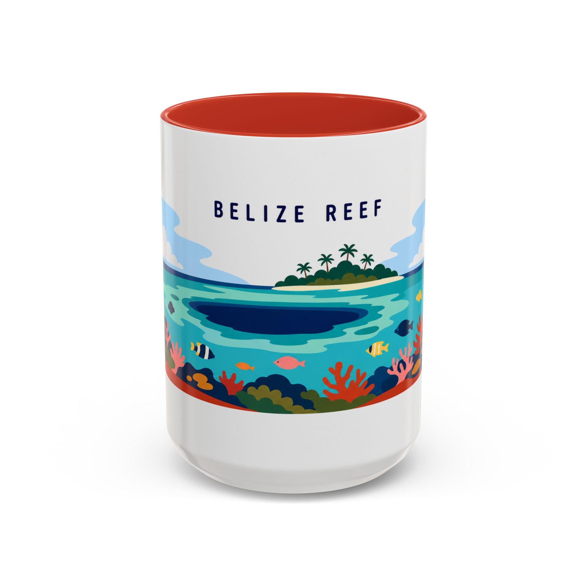 Belize Reef Coffee Mug | Travel Destination Souvenir Gift | Accent Color Ceramic 11oz 15oz