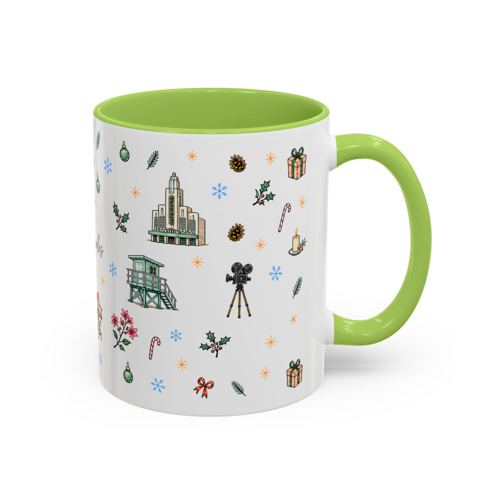 Los Angeles Christmas Mug | Watercolor City Souvenir | Ceramic Coffee Cup (11oz or 15oz)