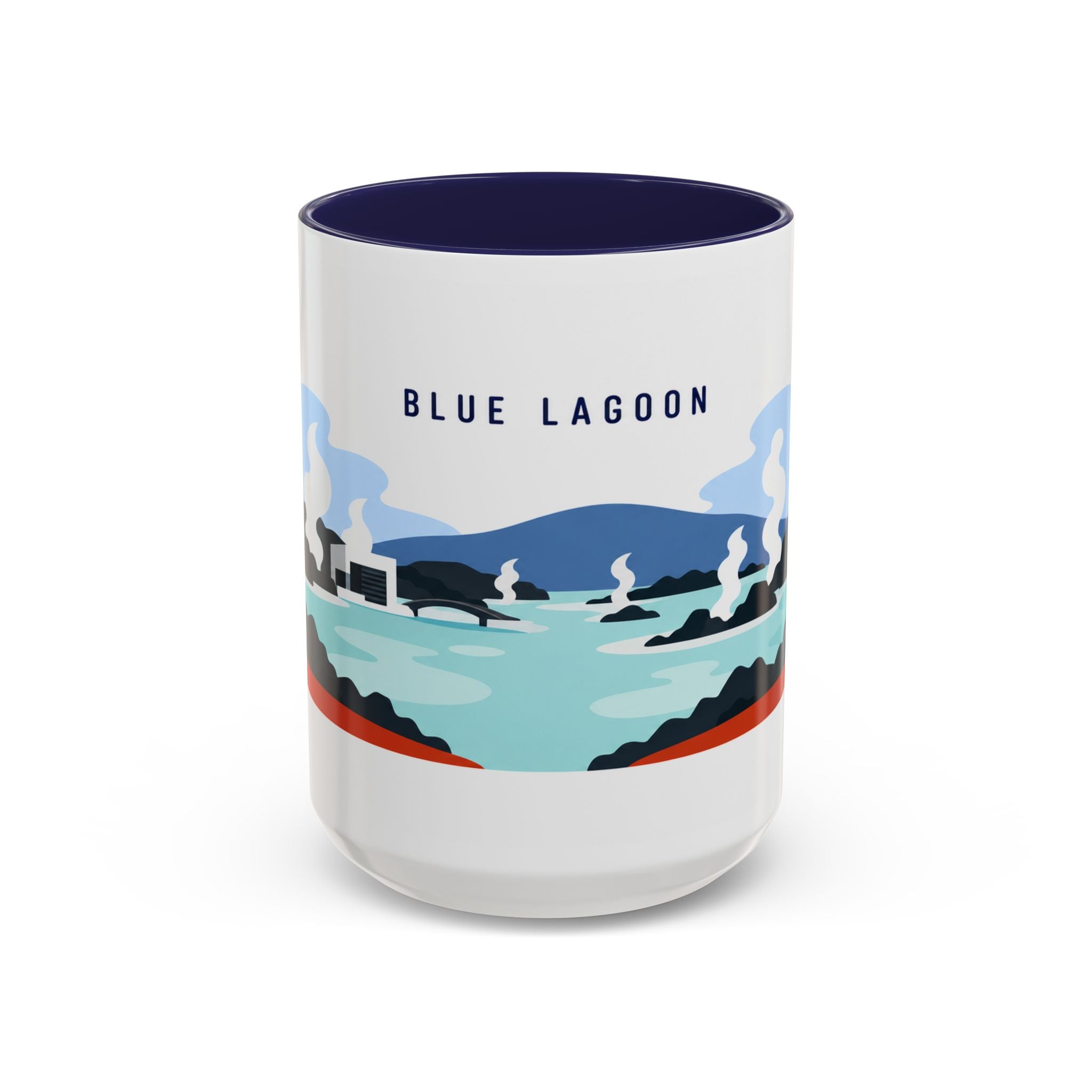 Blue Lagoon Coffee Mug | Travel Destination Souvenir Gift | Accent Color Ceramic 11oz 15oz