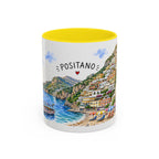 Positano Illustrated Travel Mug | Italy Souvenir Accent Coffee Mug | 11oz 15oz Ceramic Cup