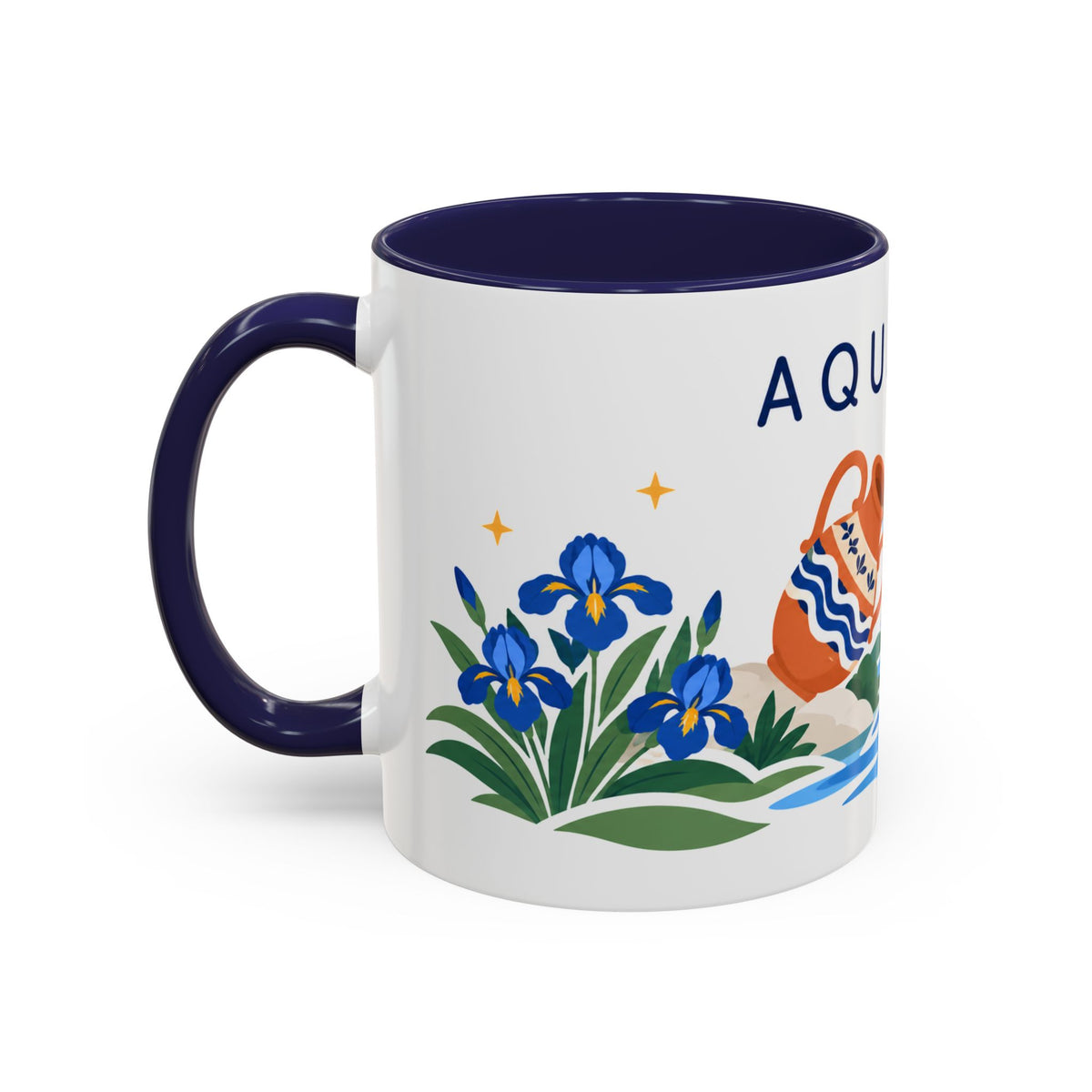 Aquarius Zodiac Coffee Mug | Water Bearer Design | Astrology Birthday Gift | 11 oz 15 oz Ceramic Accent Mug