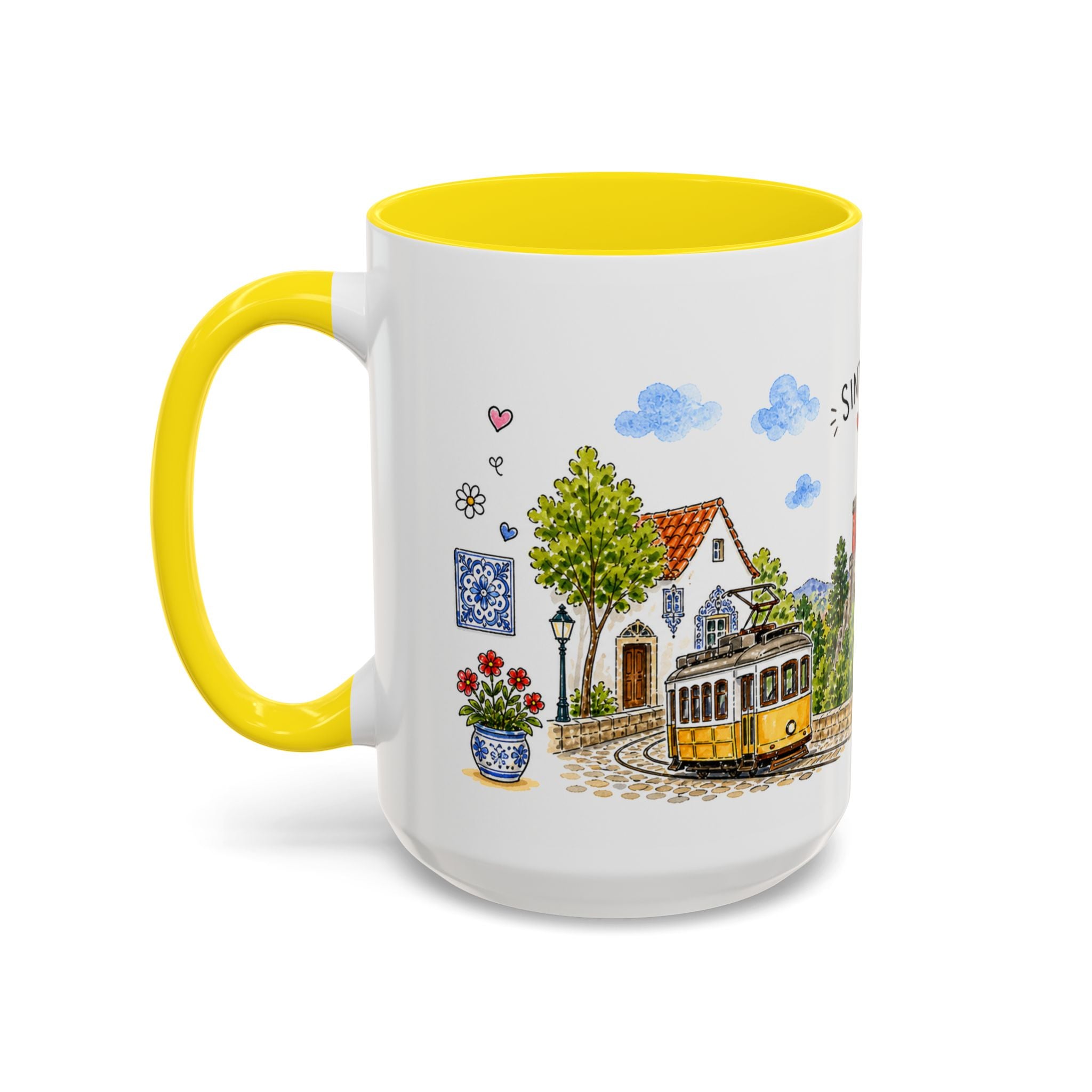 Sintra Illustrated Travel Mug | Portugal Souvenir Accent Coffee Mug | 11oz 15oz Ceramic Cup