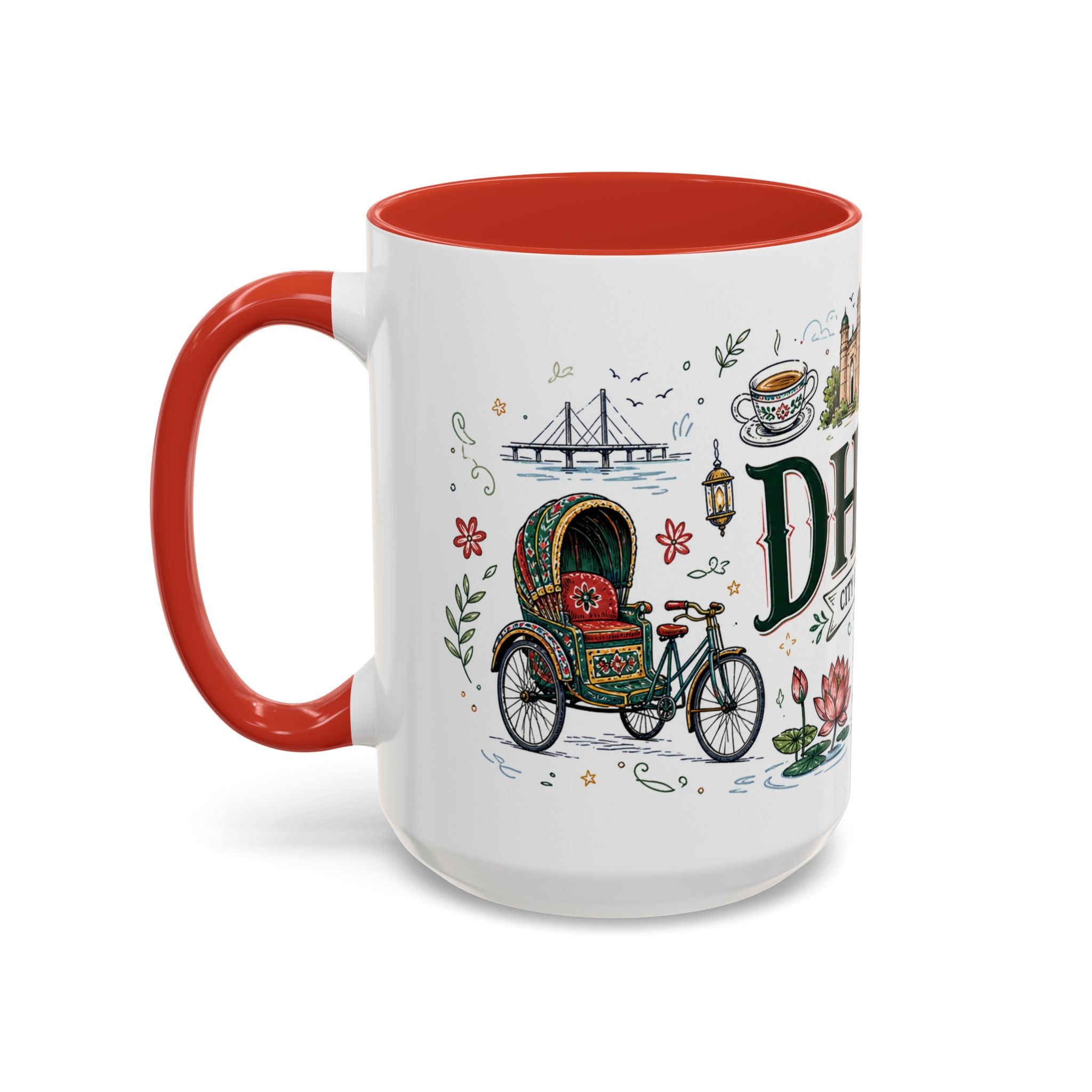 Dhaka Coffee Mug | Bangladesh Souvenir Travel Gift | Accent Color Ceramic 11oz 15oz