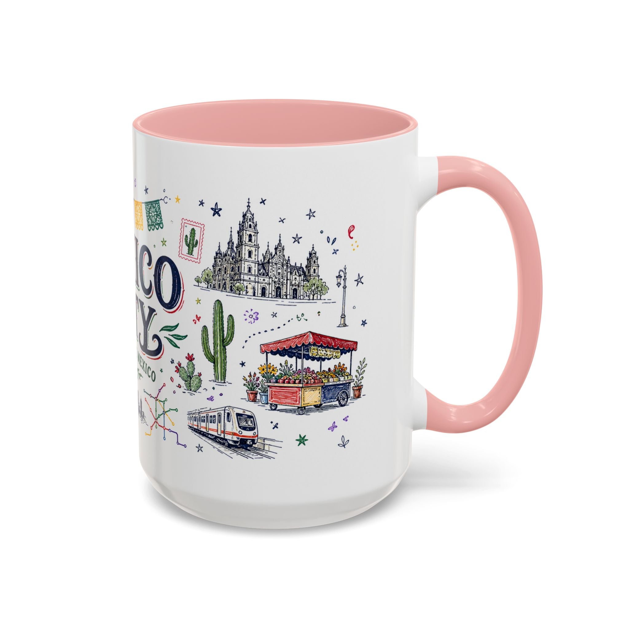 Mexico City Coffee Mug | Mexico Souvenir Travel Gift | Accent Color Ceramic 11oz 15oz