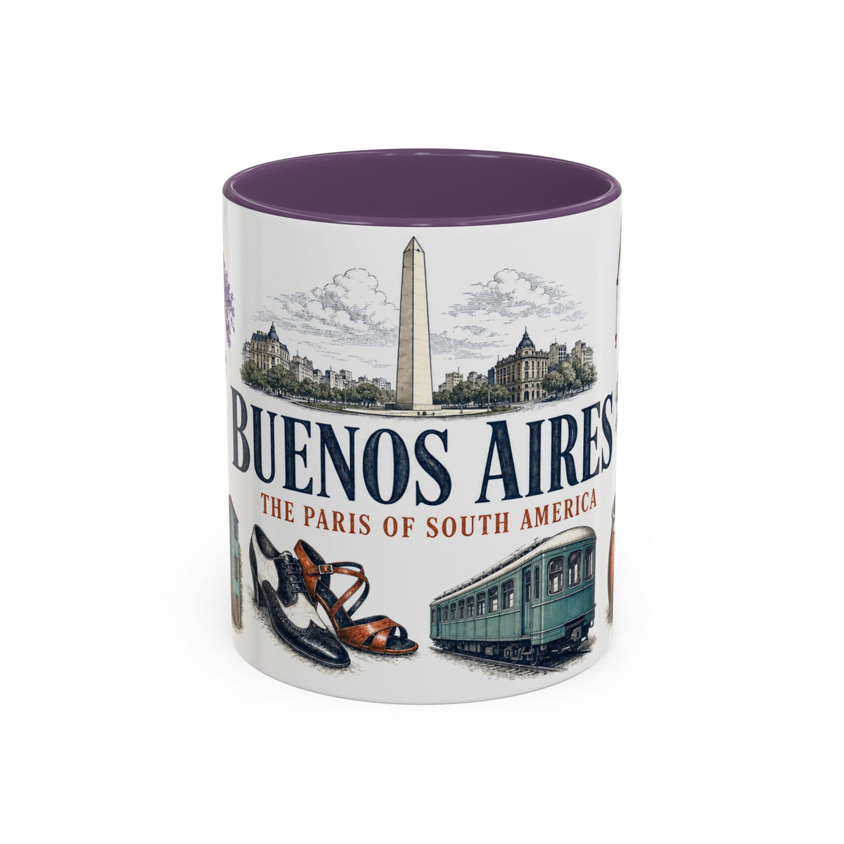 Buenos Aires Coffee Mug | Argentina Travel Souvenir | Vintage Illustrated City Gift | 11 oz 15 oz Accent Mug