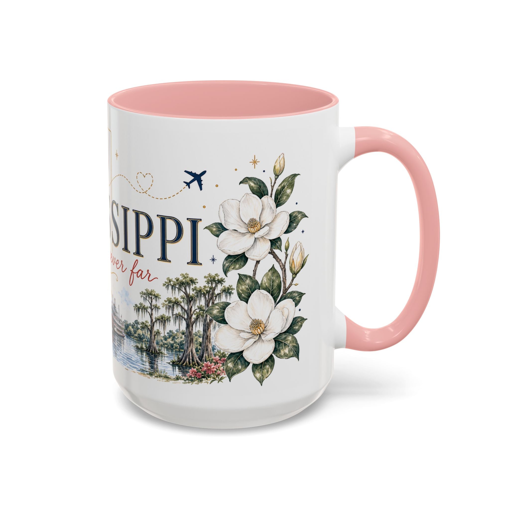 Mississippi State Map Mug | Moving Away, Homesick Gift | Botanical Accent Coffee Cup