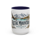 Altai Mountains Mug, Mongolia Travel Souvenir, Bucket List Gift, Accent Ceramic Coffee Mug 11oz 15oz