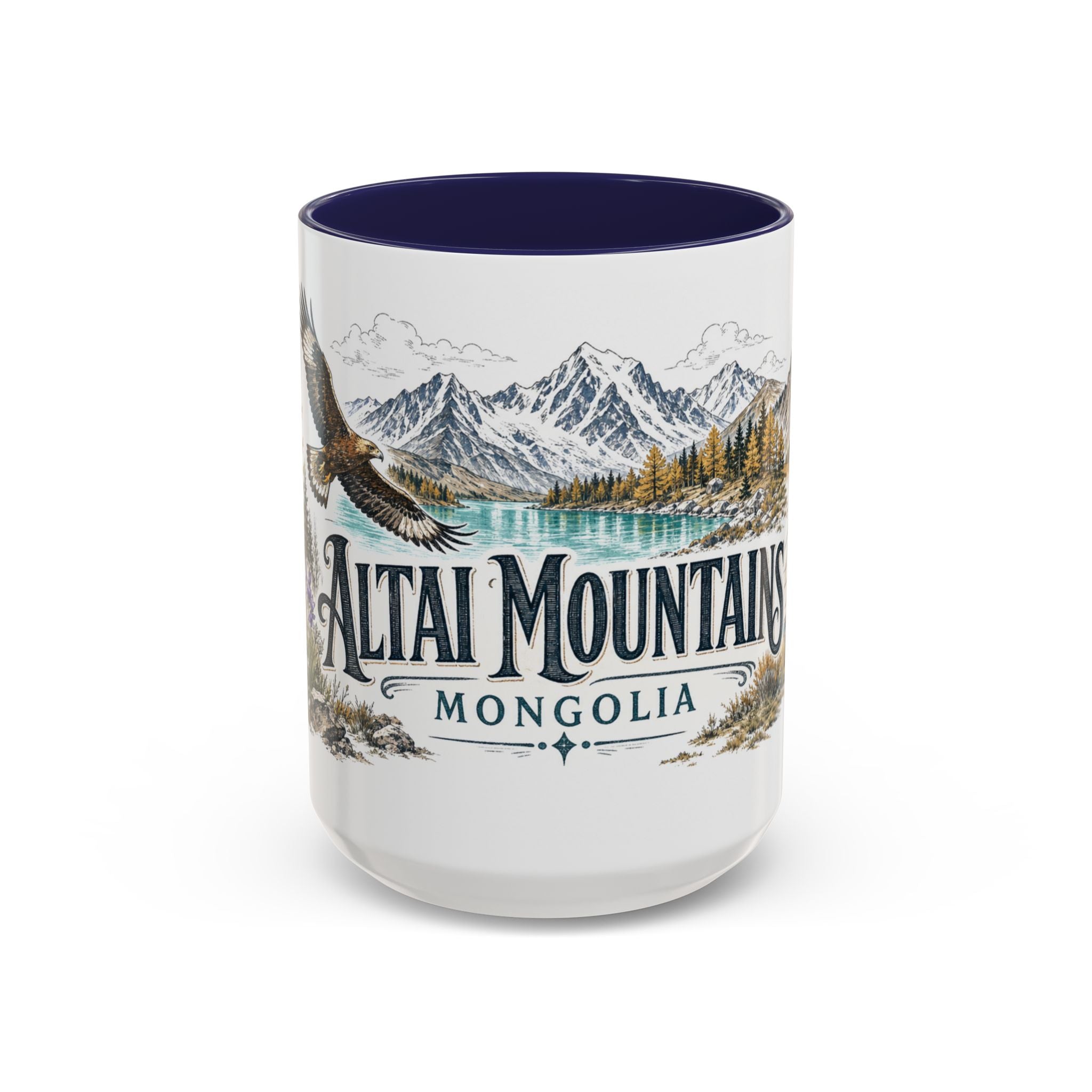 Altai Mountains Mug, Mongolia Travel Souvenir, Bucket List Gift, Accent Ceramic Coffee Mug 11oz 15oz