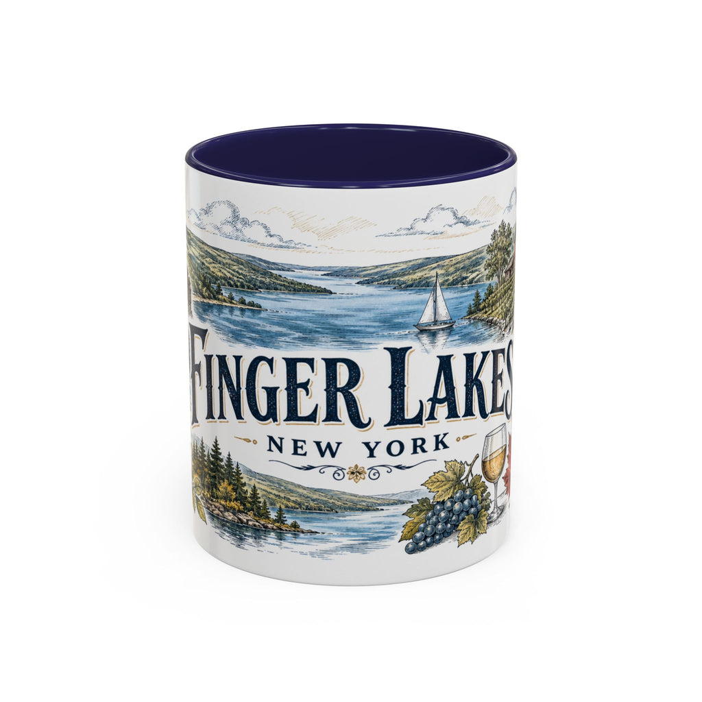 Finger Lakes Mug, New York Travel Souvenir, Bucket List Gift, Accent Ceramic Coffee Mug 11oz 15oz