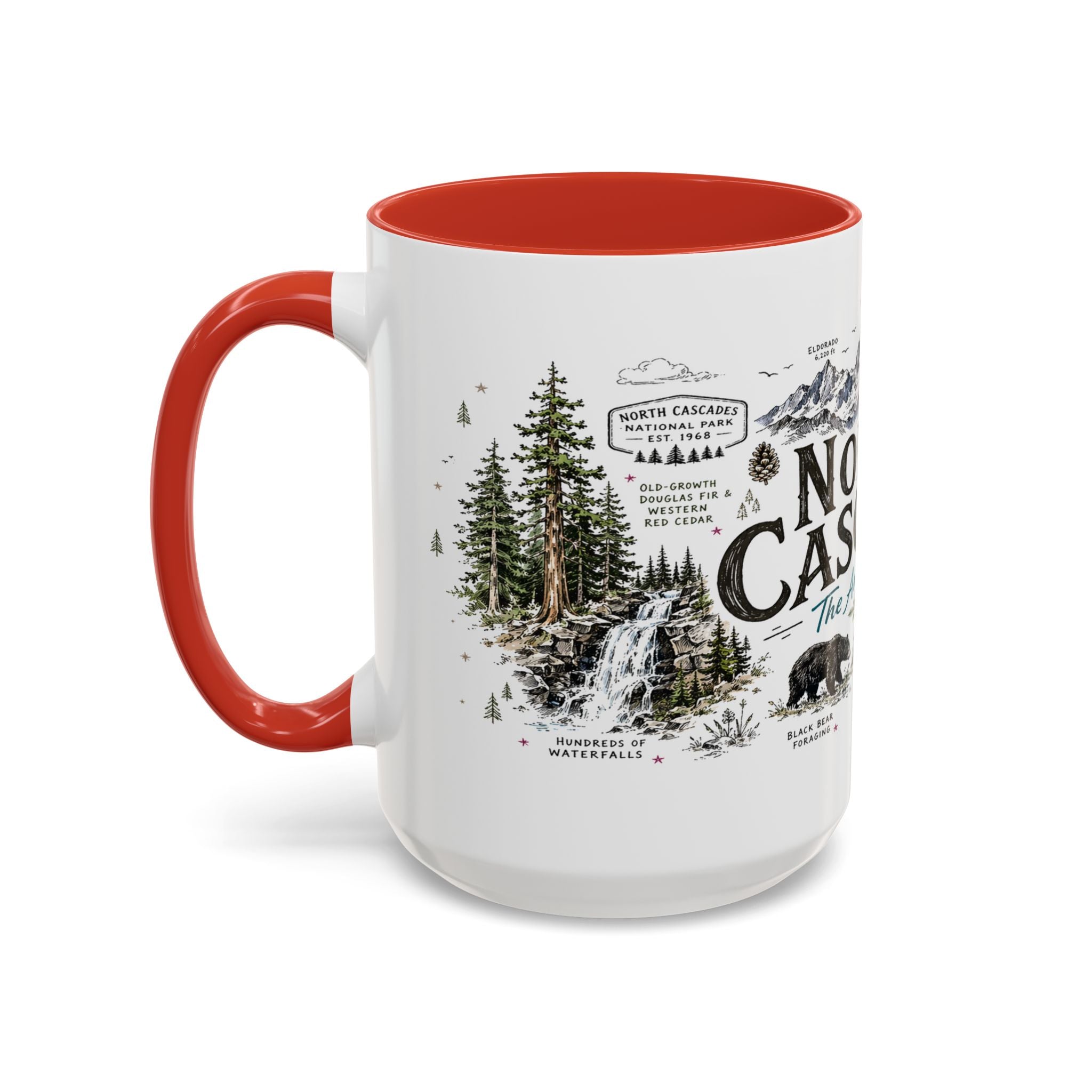 North Cascades National Park Coffee Mug | Washington Alpine Glacier Hiking Gift | Accent Color Ceramic 11oz 15oz