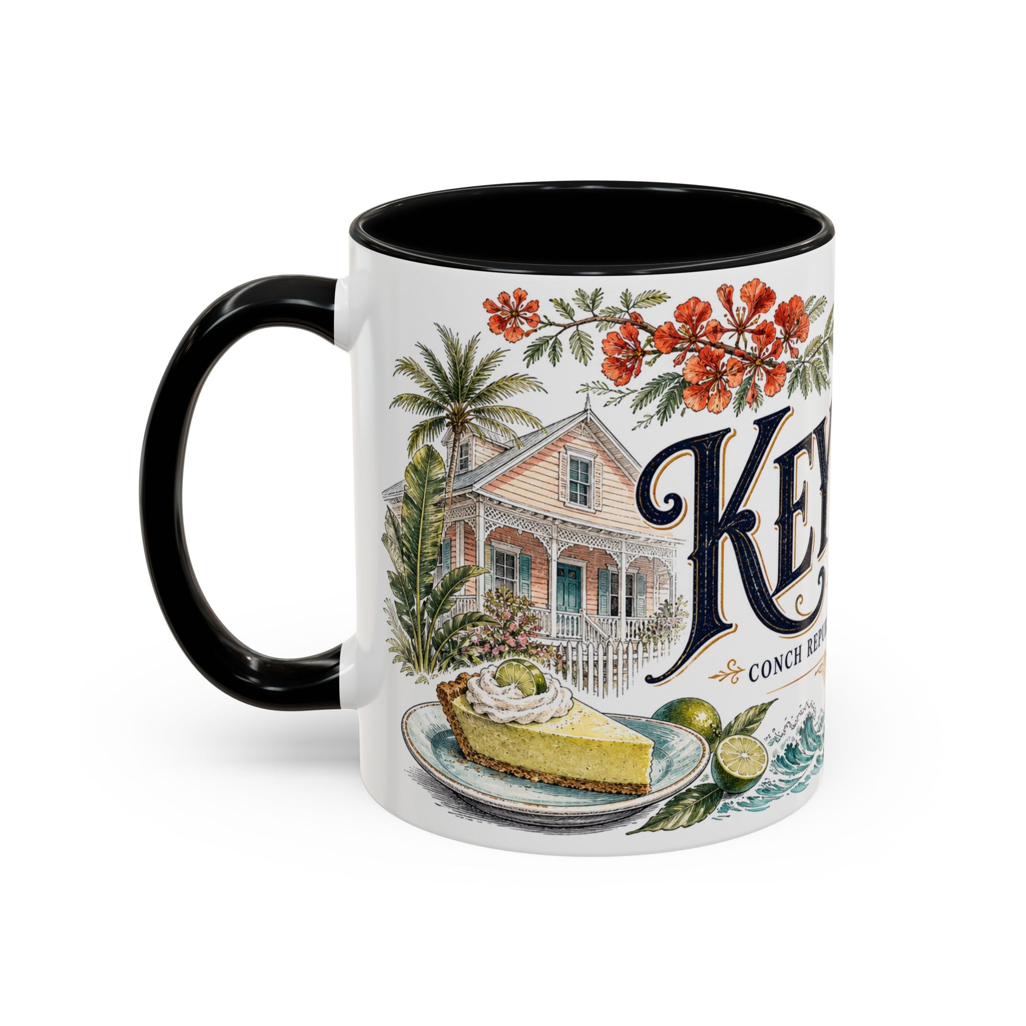 Key West Coffee Mug | United States Travel Souvenir | Vintage Illustrated City Gift | 11 oz 15 oz Accent Mug