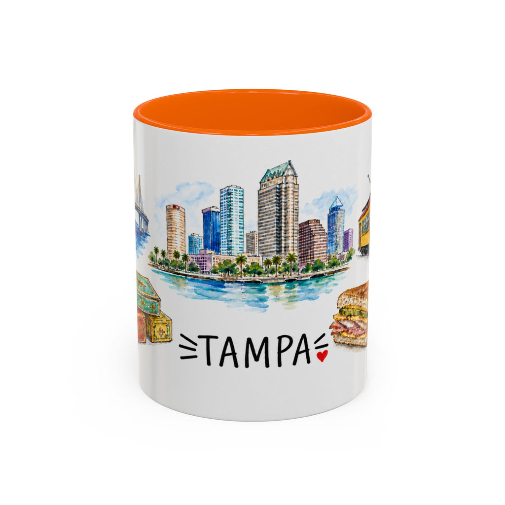 Tampa Illustrated Travel Mug | City Souvenir Accent Coffee Mug | 11oz 15oz Ceramic Cup