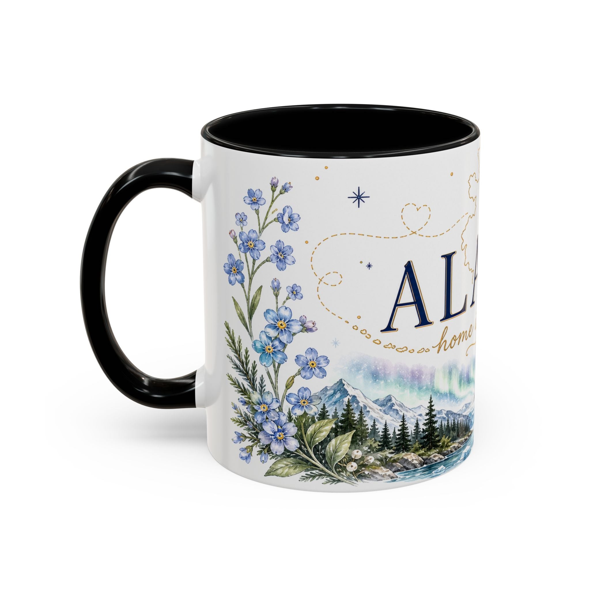 Alaska State Map Mug | Northern Lights, Mountains, Glaciers | Moving Away Gift